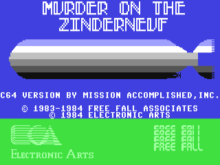 Murder on the Zinderneuf title screen for Commodore 64